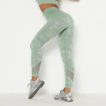 SALSPOR Femei fără Sudură Yoga Pantaloni de Camuflaj Talie Mare Push-Up Sport Jambiere Sport Fitness Rulează Respirabil Jambiere de sex Feminin