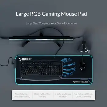 ORICO Mare RGB Gaming Mouse Pad din Cauciuc anti-Alunecare Mouse-ul Mat Colorat cu LED-uri de Iluminat Tastatura Birou Mat pentru Calculator PC LOL PUBG DOTA