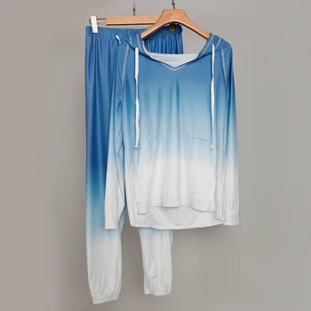 Tie Dye Imprimat Cu Gluga Pentru Femei Costum De Pijama Cu Maneci Lungi Pantaloni Sex Feminin 2 Bucata Homewear Seturi 2020 Toamna De Moda Casual, Doamnelor Costume