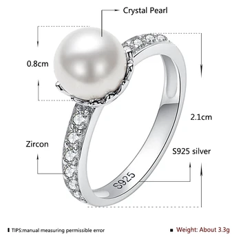 LEKANI Argint 925 Inel Pentru Femei Buna Crystal Pearl Inele Superbe Austria Cristal Cu Zircon CZ Bijuterii Fine Noi