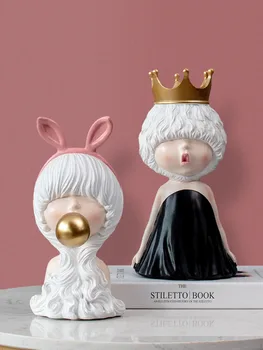 Modern Ins Stil Fete Superbe Figurine Cu Coroana/Bule/Arc Ornamente Drăguț Fată Sculptura Decorul Camerei de Meserii Rășină Statuie NOI
