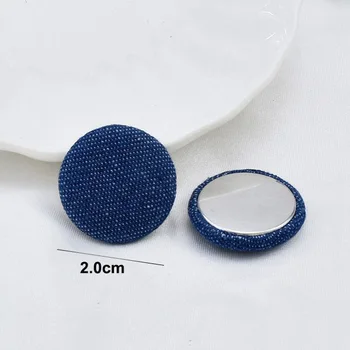 50PCS 2.0 cm 2,5 cm 3.2 cm Denim Albastru tesatura Acoperite Buton Rotund margele cu flatback pentru bijuterii DIY ornament accesorii de par