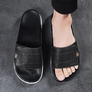CYYTL Designer de Bărbați Papuci de casă Neagră Pantofi de Interior Non-alunecare de Vară în aer liber, Plajă, Tobogane Moale Sandale de Baie Acasă Flip Flops