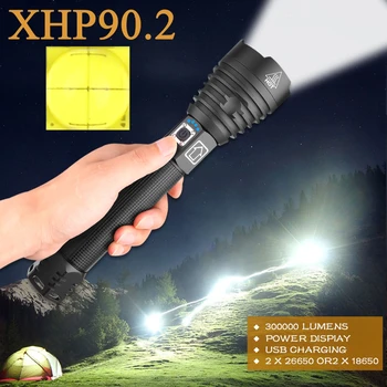 XHP90.2 cele mai puternice led-uri lanterna 300000 lm led lanterna tactice, lanterne xhp70 usb reîncărcabilă lumina flash xhp50 lampă de lucru
