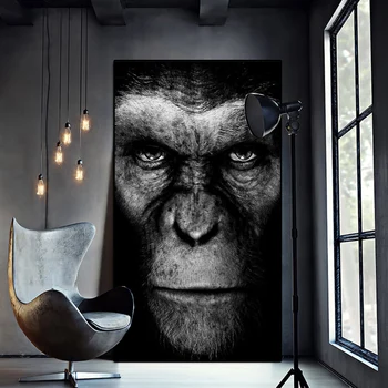 Arta de Perete moderne Negru Rece Gorilla Panza Picturi de Animale Postere si Printuri Poze de Perete Pentru Camera de zi Cuadros Decor Acasă