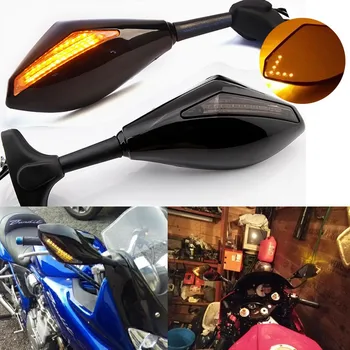 2 buc Ghidon Motocicleta Montare Oglinda Retrovizoare cu LED-uri de Semnalizare Lumini