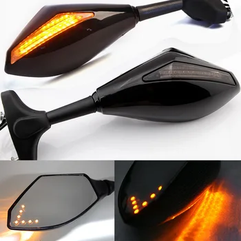 2 buc Ghidon Motocicleta Montare Oglinda Retrovizoare cu LED-uri de Semnalizare Lumini