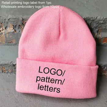 Logo-ul personalizat numele căciuli Adult Elastic Iarna capac de Cald Tipărite Scrisoare Patch Chelioși Căciulă Tricotată Adult model de Îmbrăcăminte, pălării