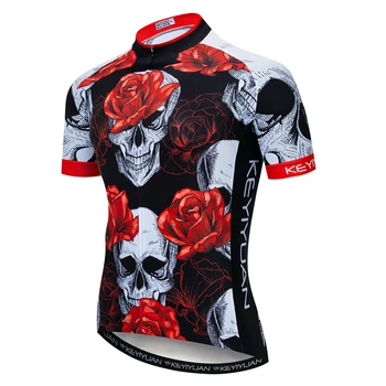 Craniul Bicicleta Cămașă de Vară Bărbați Ciclism Jersey Respirabil Biciclete mtb Jersey Maillot Ciclismo iute Uscat Ciclism Îmbrăcăminte trandafir Rosu