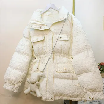 2021Korean Stil de Iarna Femei din bumbac Sacou Supradimensionat Liber Paltoane Femei Scurte de bumbac Căptușit Solid Jachete Femei Parker