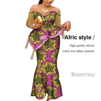 2020 din Africa de Haine pentru Femei Roua umăr maxi rochie Imprimate podea-lungime fusta Danshiki Bazin Riche Doamnelor Îmbrăcăminte wy6921
