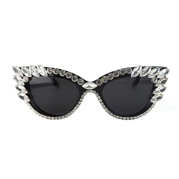 Retro Cateye ochelari de Soare pentru Femei UV400 Protecție Ochi de Pisica bling stras Ochelari de Soare