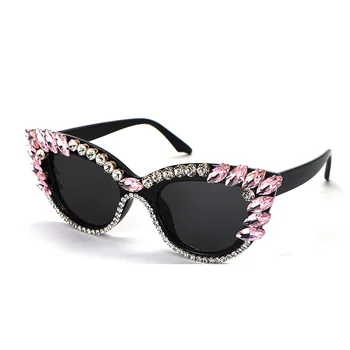 Retro Cateye ochelari de Soare pentru Femei UV400 Protecție Ochi de Pisica bling stras Ochelari de Soare