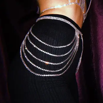 Moda Stras strălucitoare talie lanț sexy gol afară multi-strat ciucure lanț de corp bijuterii lanț de corp accesorii