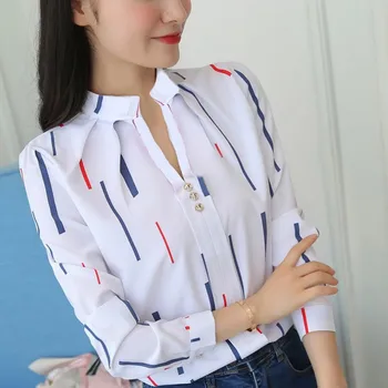 Femei de moda cu Dungi de Imprimare Topuri si Bluze Casual cu Maneci Lungi Doamnă Birou de Lucru Formale Tricouri Femei Bluza