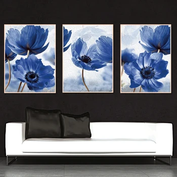 Nordic Stil Modern Frumoase Flori Albastre Postere Decor Acasă Minimalism Pictura Panza De Imprimare Poza Perete Pentru Camera De Zi
