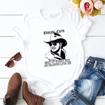 SIMȚI DRĂGUȚ s-ar PUTEA OBȚINE WHISKY ÎNDOIT Scrisoare de Imprimare tricou Femei Drăguț Simți Cowboy Grafic Harajuku Tricouri de Vara pentru Femeie Tricou