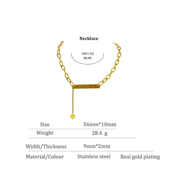 Yhpup 2021 Din Oțel Inoxidabil Femei Bijuterii Temperament Geometrice Pandantiv Lanț Colier Declarație De 18 K Metal Cravată Colier Cadou