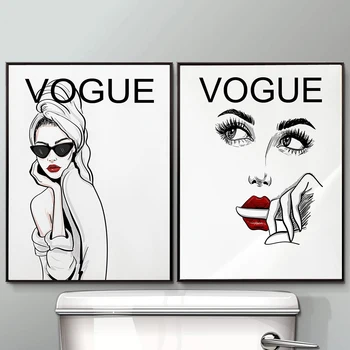 Linia de Moda Moderne Vogues Schiță Cifre Acasă Decor Tablouri Postere si Printuri Canvas Wall Art Arta Imagine Alb Negru