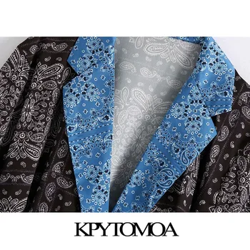 KPYTOMOA Femei 2020 Moda Cu Paisley Print Crossover Bluze Vintage Maneca Lunga in Interiorul Butoane de sex Feminin Tricouri Topuri Chic