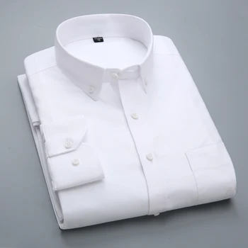Calitate de Top Bumbac pentru Bărbați Brand Non-Haine de Fier de Culoare Solidă Oxford Shirt pentru Bărbați Clasice Carouri/Dungi Casual Camasa din Denim