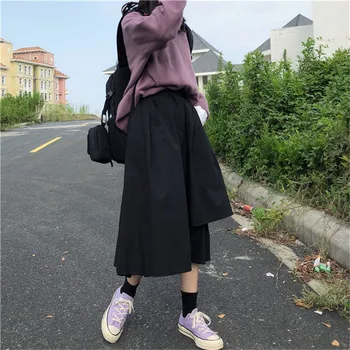 Coreea Retro Liber Talie Mare Neregulate Femei Fusta De Primăvară Alb Negru Fusta Midi Gotic Jupe Punk Streetwear Fete Fusta Lunga