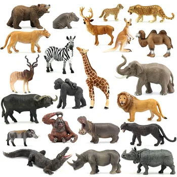 Veritabilă junglă sălbatică ferma de animale Zoo seturi leu, tigru, hipopotam rinocer elefant porc figurine copii jucărie de învățare pentru copii cadouri