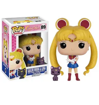 2020 Funko pop Original Sailor Moon & Luna 10cm Vinil Model de Colecție Cadou Jucarii Pentru Fata Ziua de nastere