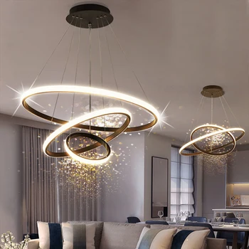 LED-uri moderne Lustre Pentru Living Dining Dormitor 3/4/5 Runda Inel Interior Perdeaua de Lumină lampă de Pandantiv Cerc corp de Iluminat