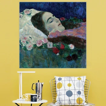 Citon Gustav Klimt《Dor de Ria Munk pe Patul de moarte》Panza Pictura de Arta opera de Arta Imagine Poster de Perete Decor Acasă Decoratiuni Interioare
