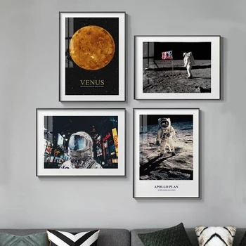 Astronaut Luna Marte Moda Poster Univers Spațiu Panza Pictura si Printuri de Arta de Perete de Imagine pentru Camera de zi de Decorare Acasă