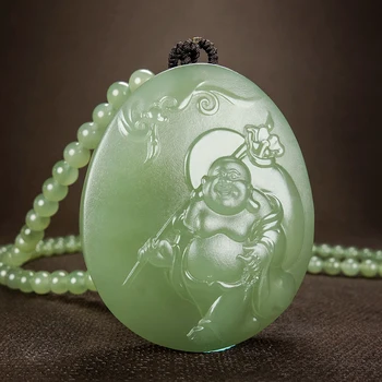 De înaltă calitate natural verde jad pandantiv handcarved Buddha de jad pandantive top brand de bijuterii jad jadeit jade colier