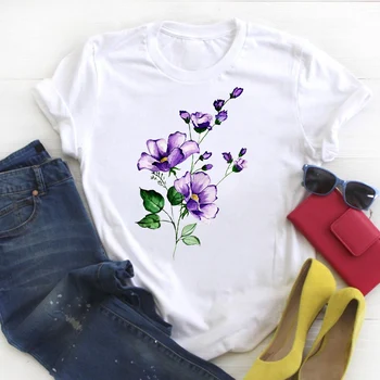 Femei Tricou Femei Florale Flori 90 Tipărite Haine Femei Maneci Scurte Kawaii Teuri de Sus Grafice Imprimate Tricou Femei T-shirt