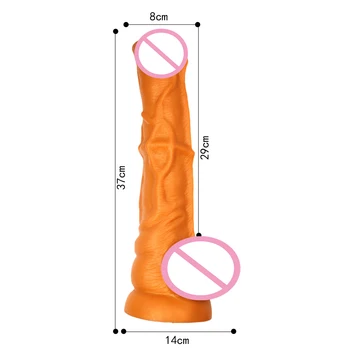 37*8cm Imens Cal Lung Penis artificial Masturbari sex Feminin de Animale Realiste Penis Gros Dildo Cu ventuza Jucarii Sexuale pentru Femei Pentru Sex-Shop