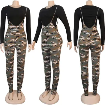 Set De Două Piese Femeile Solid Tricouri Suspensor Pantaloni Jambiere Leopard De Imprimare Camuflaj Costume De Trening Gros De Dropshipping