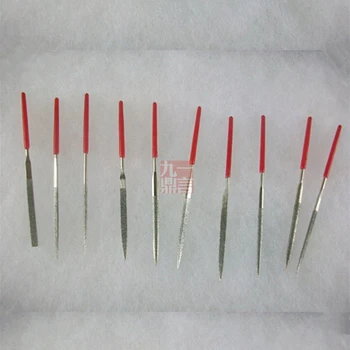 10buc Asortate 2 mm diam 100mm lungime mini diamant acoperite ac set de fișiere cu roșu PVC muiată mânere