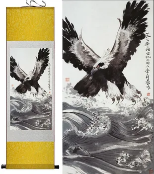 Eagle pictura arta Biroul de Acasă Decor Chinez vultur pictura vultur mătase scroll picturePrinted pictura