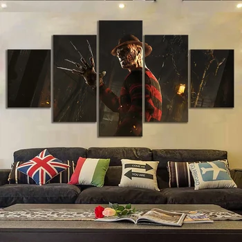 5 Panouri-Un Coșmar pe Elm Street Poster de Film Freddy Mort De lumina Zilei, Jocuri Video, Arta Tablouri Canvas pentru Decor Perete