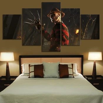 5 Panouri-Un Coșmar pe Elm Street Poster de Film Freddy Mort De lumina Zilei, Jocuri Video, Arta Tablouri Canvas pentru Decor Perete