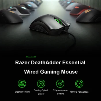 Original Razer DeathAdder Esențiale cu Fir Mouse de Gaming Mice Senzor Optic 5 Independent Butoane Pentru Laptop PC Gamer