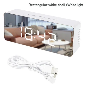 LED Oglindă Ceas Deșteptător Electronic de Afișare a Temperaturii Digital USB de Încărcare Snooze Ceas de Masa