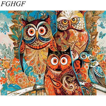 FGHGF Neînrămate Imagine Tablou De Numere Bufnita DIY Tablou Colorat De Numere de Arta de Perete Decor Acasă Pentru Acasă Picturi Digitale