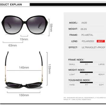 AORON Moda Polarizat ochelari de Soare pentru Femei ochelari de Soare de Culoare Film Lentile Accesorii Ochelari de Soare Ochelari de vedere