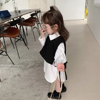 2020 toamna noua vesta camasa 2-bucata coreeană pentru copii fete costum de haine set