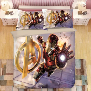 Avengers iron Man 3D de imprimare set de lenjerie de pat duvet cover set de fețe de Pernă cuvertură de pat set Căpitanul America de lenjerie de pat lenjerie de pat