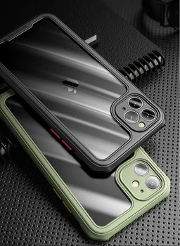 100buc Pentru iPhone 12 Mini 11 12 Pro Max XS XR Caz Militare la Șocuri Armura Rama de Silicon Acrilic Caz Pentru că SE 7 8 Plus
