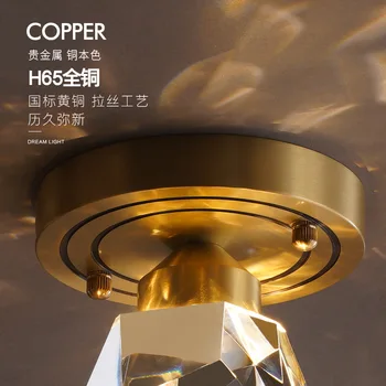 Stil European de Cupru de Cristal Lampă de Tavan Post-modern, de Lux Lumina Led corp de Iluminat pentru Camera de zi Pasarelă de Iluminat Balcon