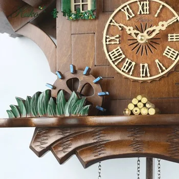 Percoid modern din lemn musicmovement moda perete ceas cu cuc cu pasăre singsing tipuri de camera de decorare