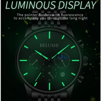 BELUSHI Nou Ceas de Lux Barbati Cronograf rezistent la apă Ceas de mână Moda Sport Quartz Casual Plasă de Oțel Mens Ceasuri Reloj Hombre