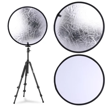 Noi 2 in 1 55-60cm Lumina Mulit Pliabil Disc Fotografie Reflector Argintiu/Alb